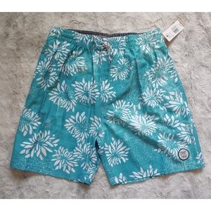🆕Drift 7 Seas Men's Riviera Swim Shorts Turquoise Size Large Floral Prin